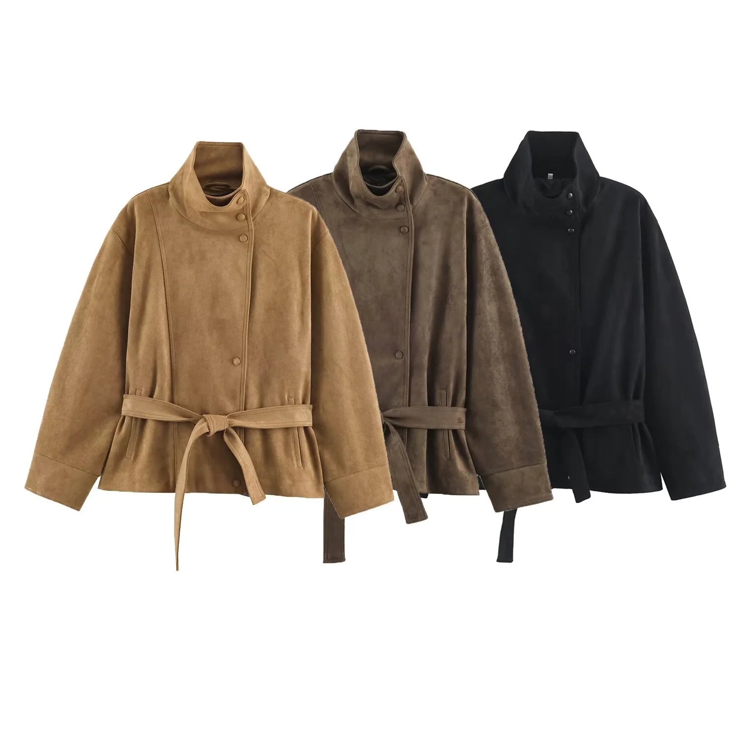 Women Autumn Classic Leather Look Coat