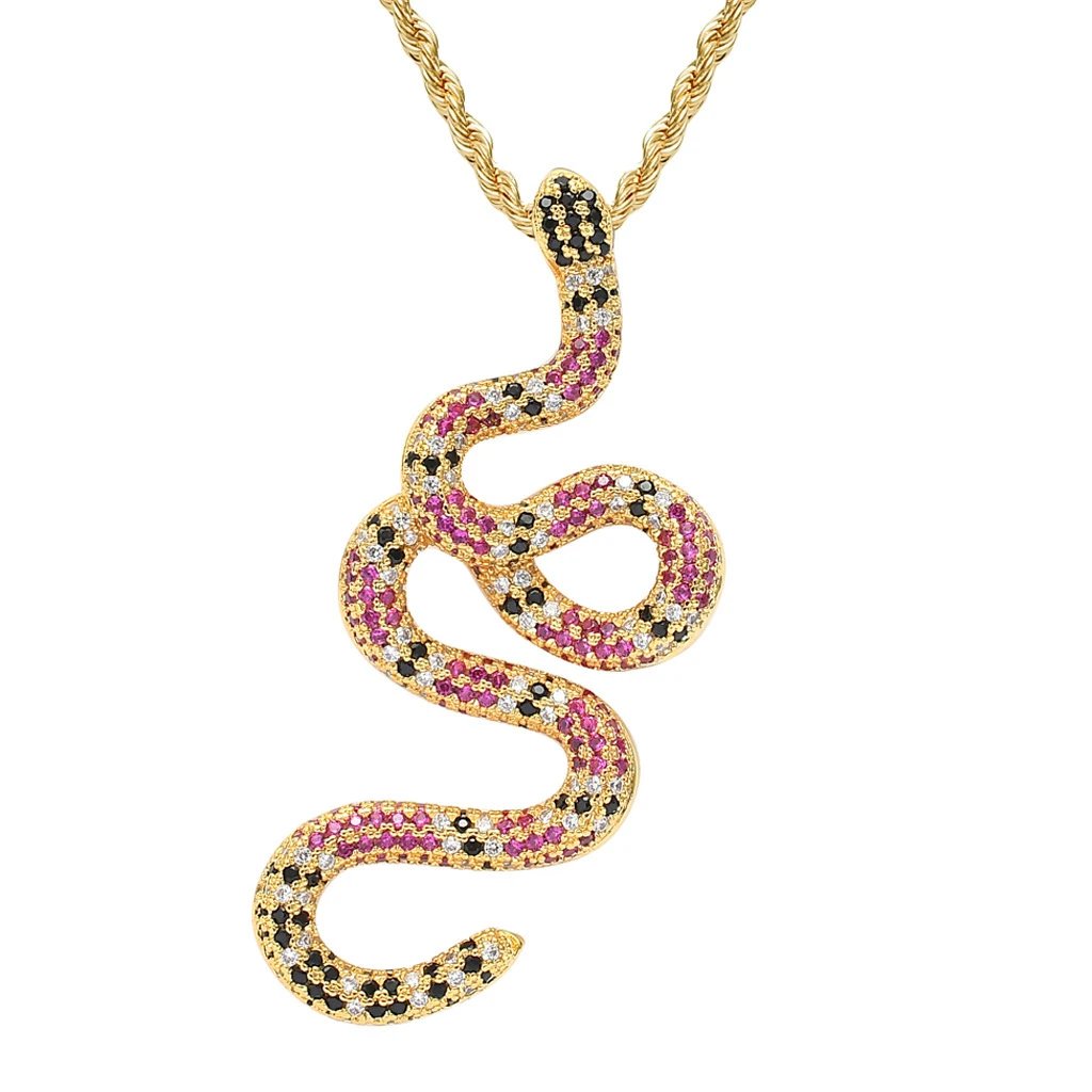 Hip Hop Colorful Snake Pendant Necklace