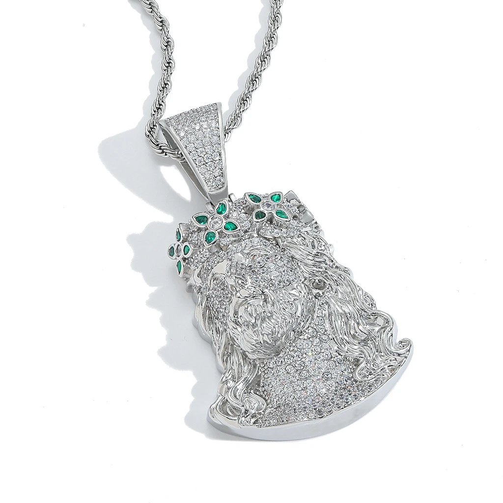 Hip Hop Retro Green Cubic Zirconia Necklace