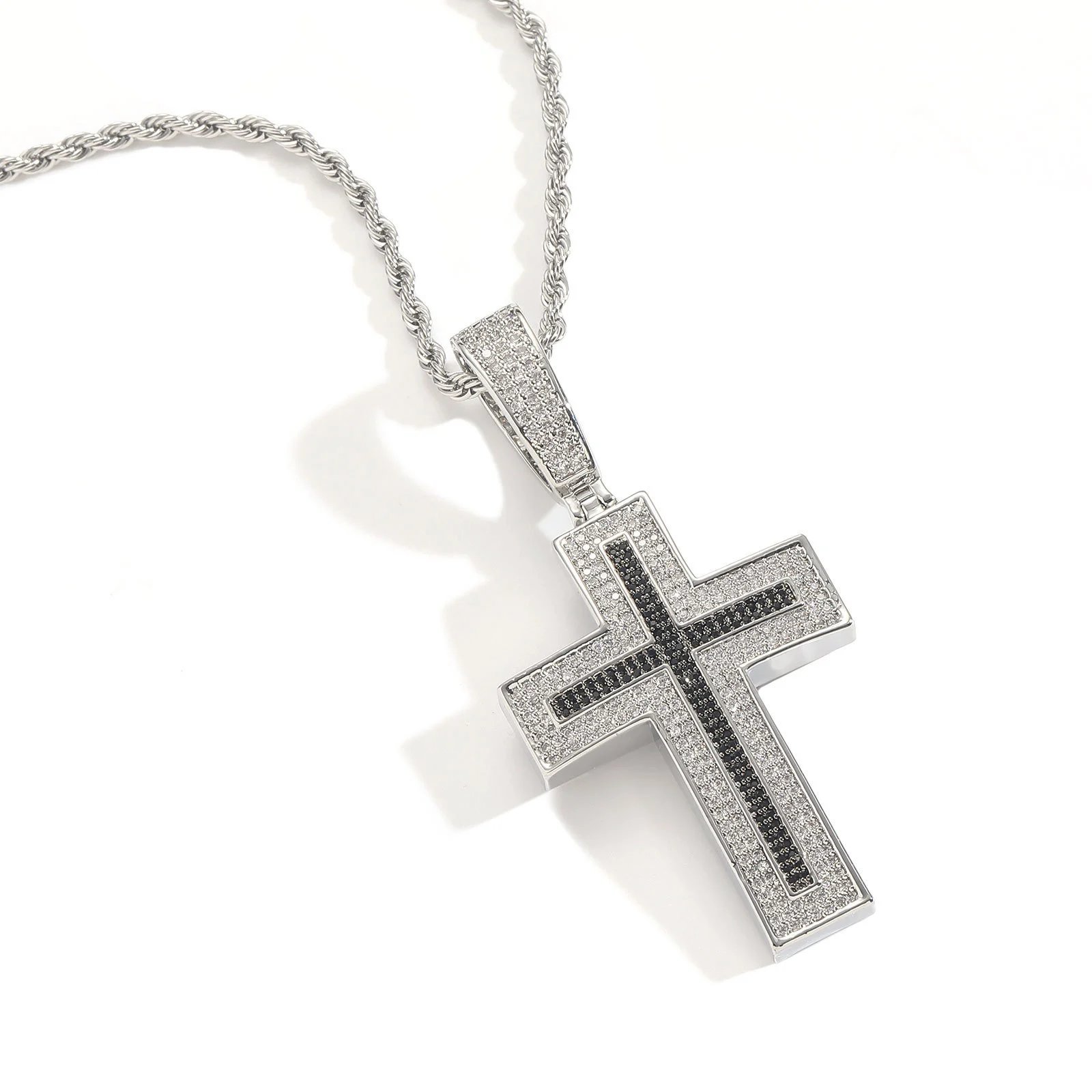 Men's Black Athletic Cross Necklace