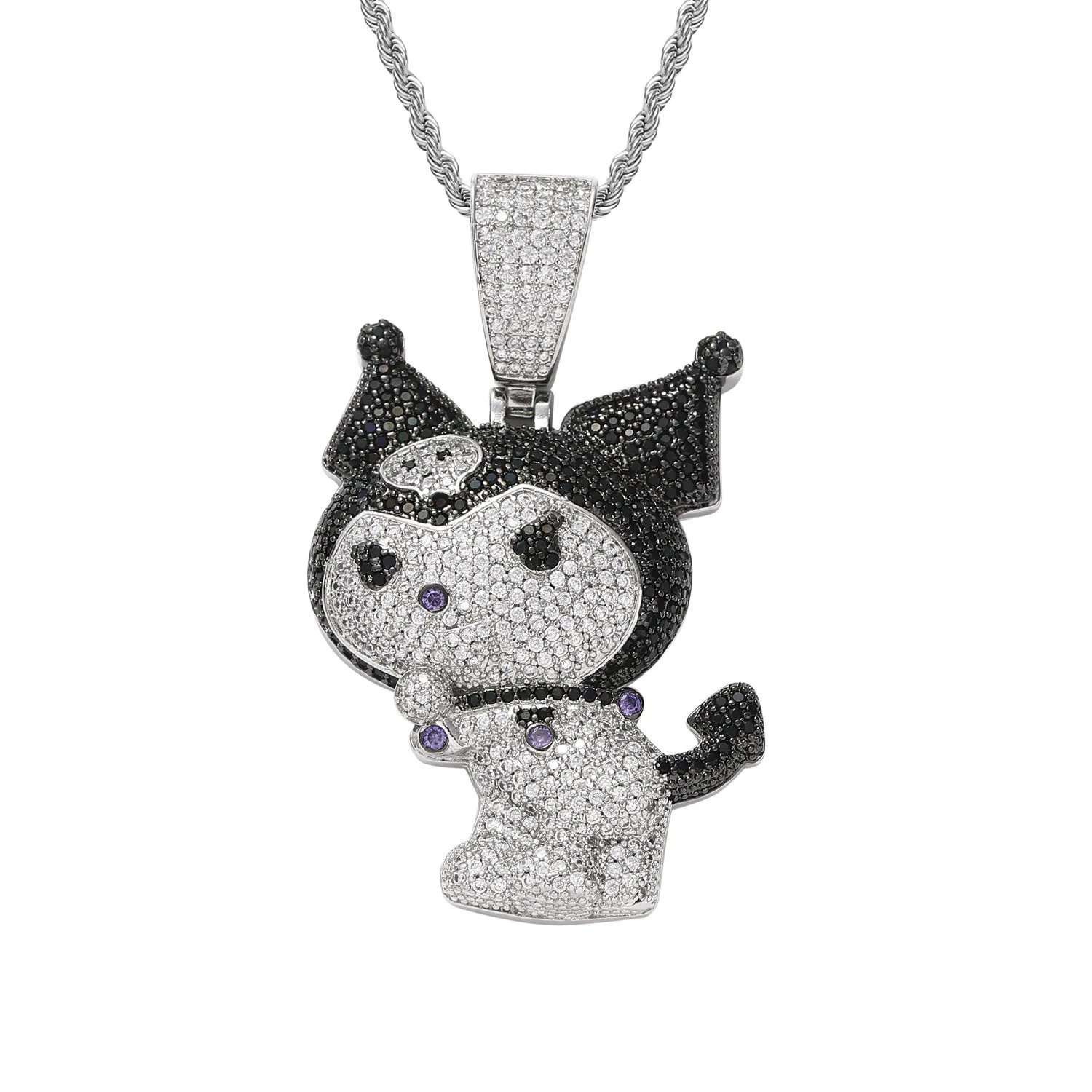 Kuromi Crystal Design Necklace Silver