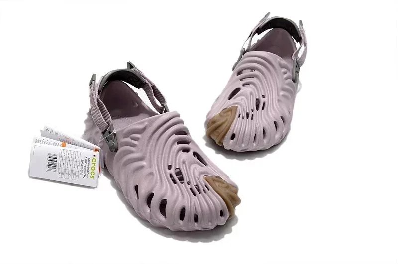 Crocs Classic Clog White with Blue Logo Stripes Sandals - 11