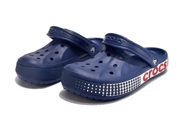 Crocs Classic Clog Navy with White and Red Sideband Sandals - 1