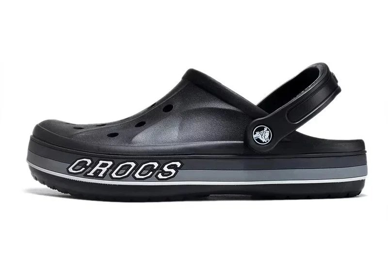 Crocs Classic Clog White with Blue Logo Stripes Sandals - 3