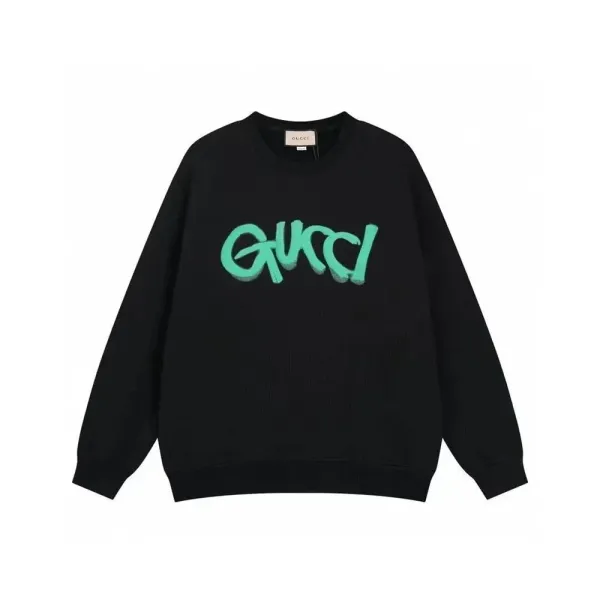 Gucci Graffiti Logo Black Cotton Sweatshirt - 1