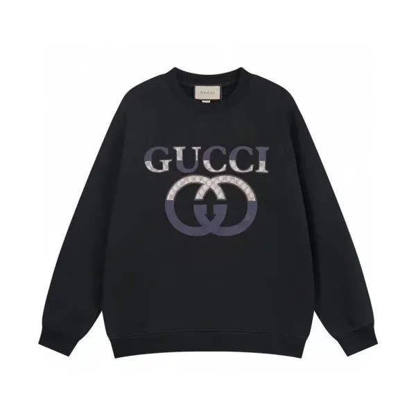 Gucci GG Logo Print Black Hoodie - 1