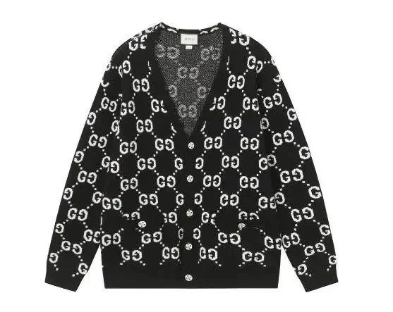 Gucci, all-over interlocking G jacquard V-neck knit cardigan - rep swetry