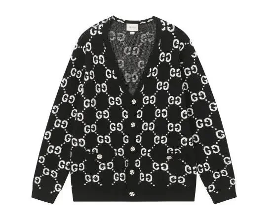 Gucci, all-over interlocking G jacquard V-neck knit cardigan
