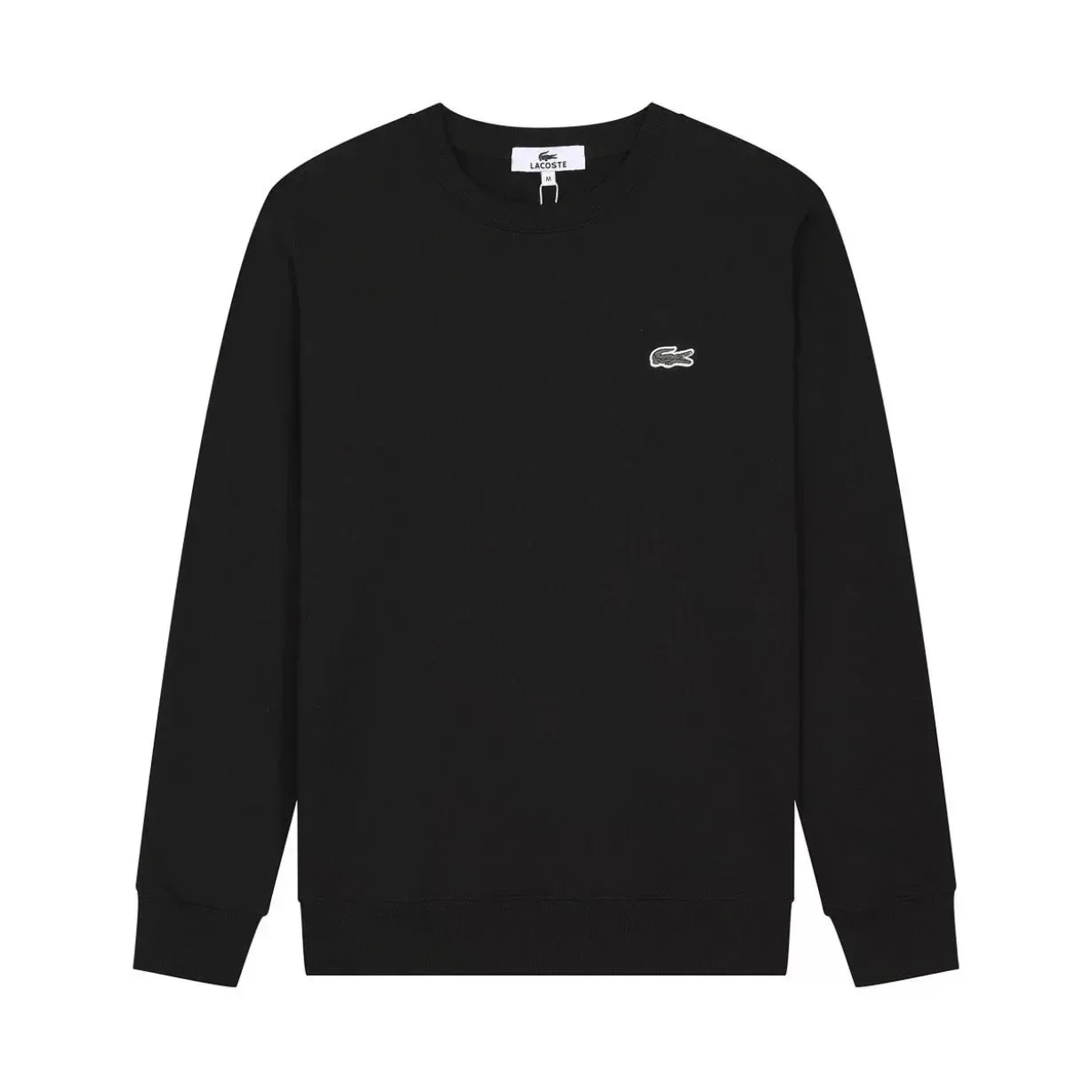 Lacoste Basic Crewneck Sweatshirt — Black with White Logo - rep Lacoste