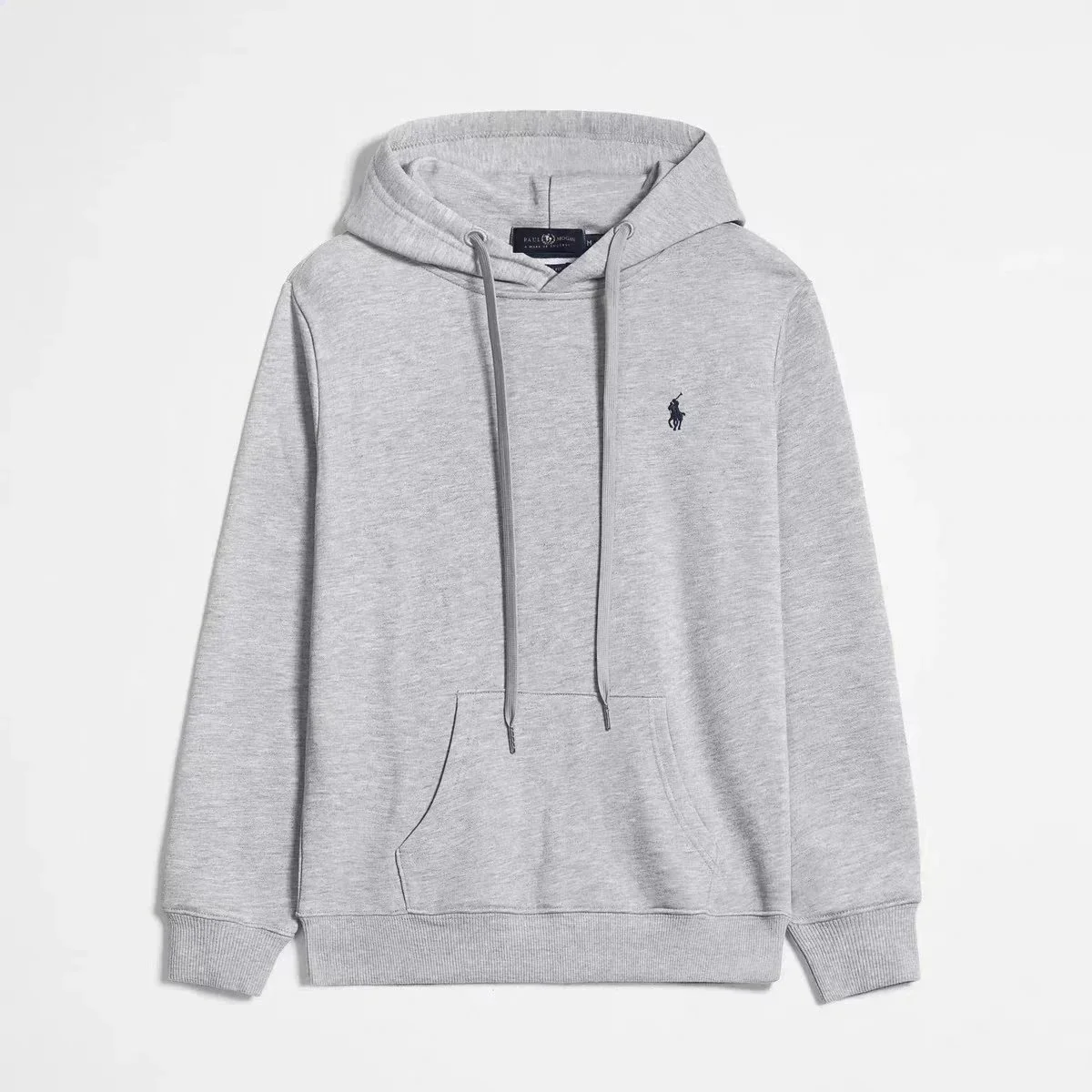 Ralph Lauren Heather Grey & Navy Hoodie with Small Pony Embroidery - rep bluzy z kapturem