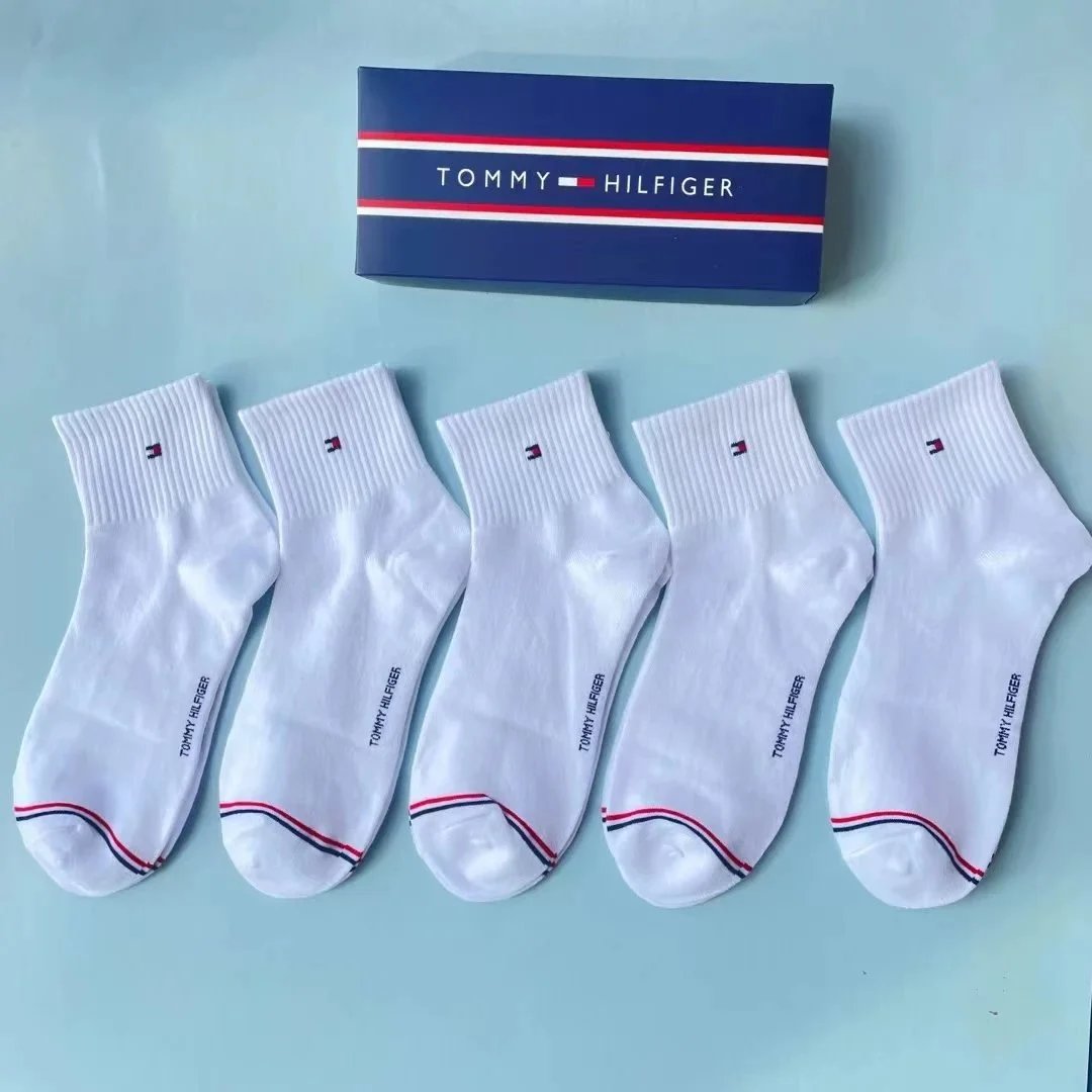 Tommy Hilfiger Ankle Socks Flag Logo Cotton White