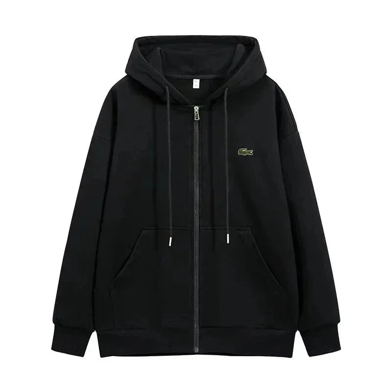 Lacoste Black Zip-Up Hoodie with Small Logo - rep Lacoste