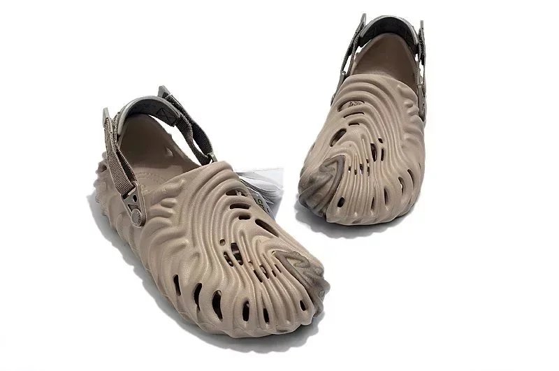 Crocs Classic Clog White with Blue Logo Stripes Sandals - 12