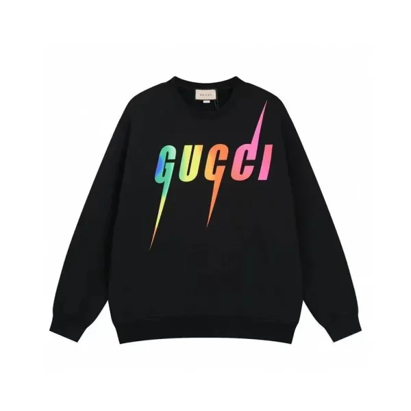 Gucci Rainbow Lightning Logo Black Hoodie - 1