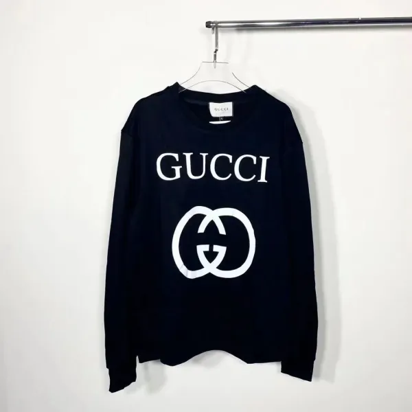 Gucci Double G Logo Black Long-Sleeve T-Shirt - 1