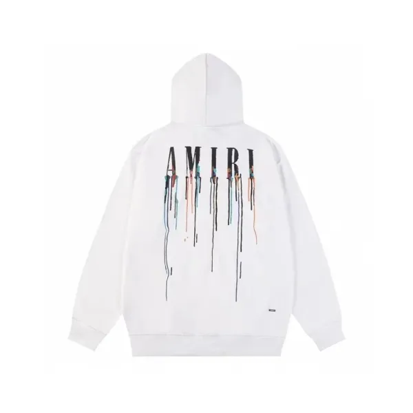 Amiri Drip Logo Hoodie White - 1