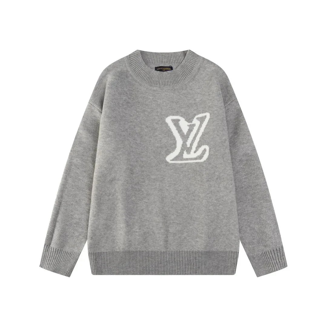 Louis Vuitton, large LV jacquard crew neck knit sweater - rep swetry