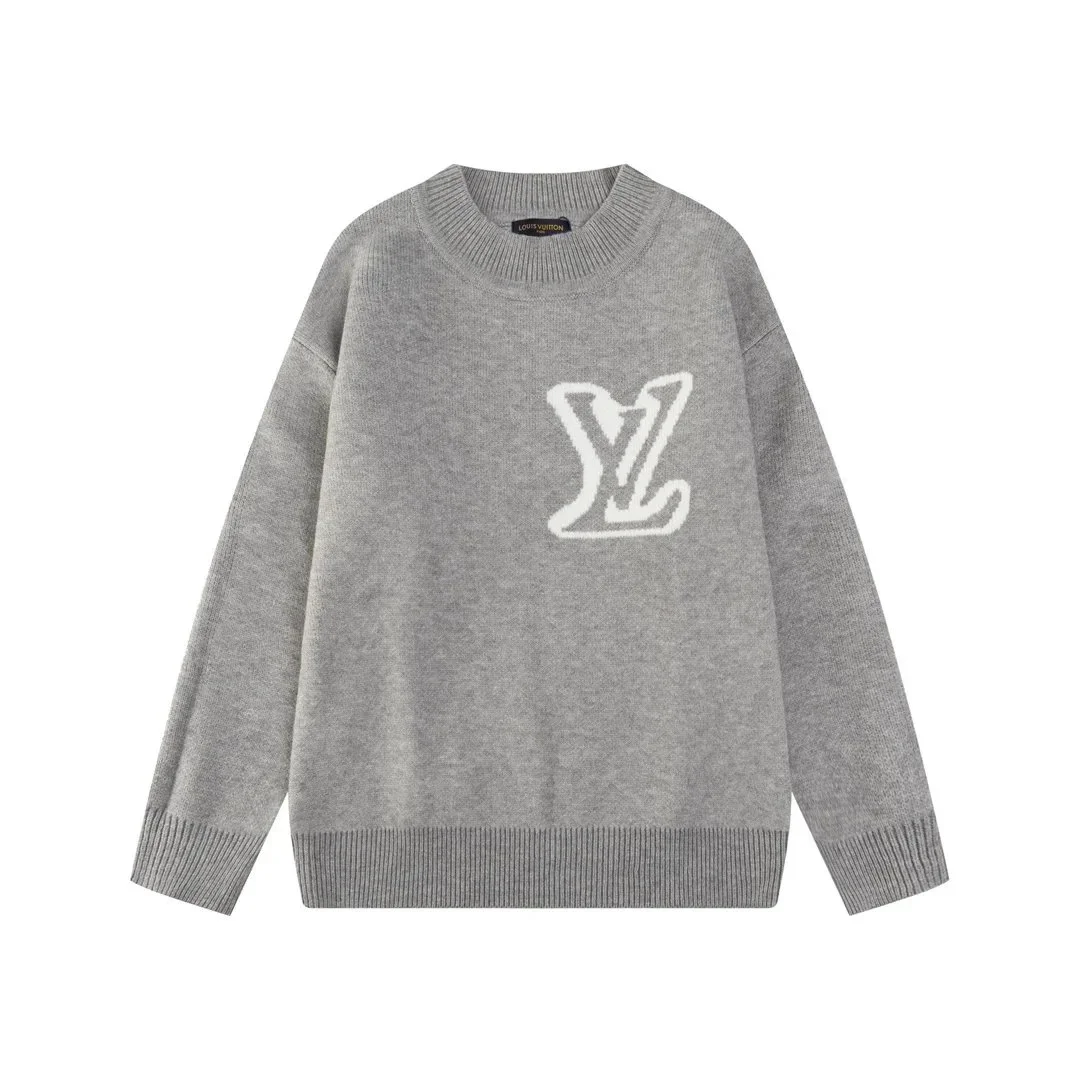 Louis Vuitton, large LV jacquard crew neck knit sweater