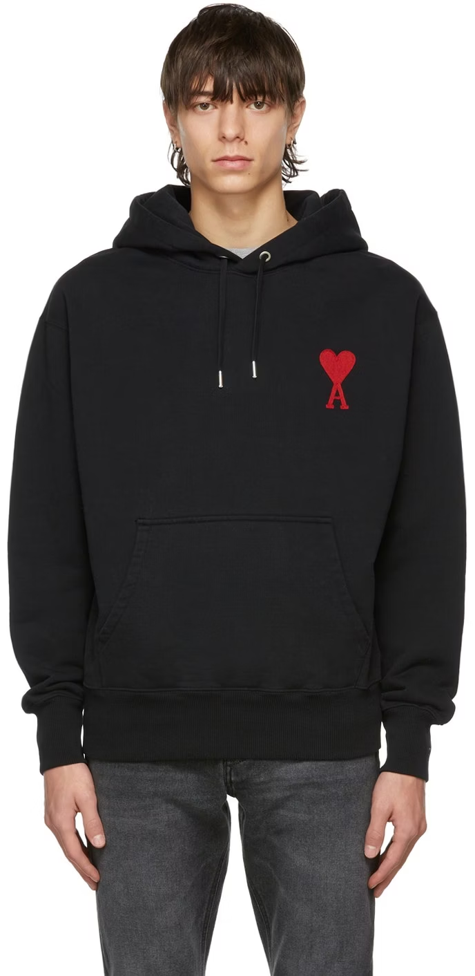 AMI Paris Heart Logo Hoodie Royal Blue - 3