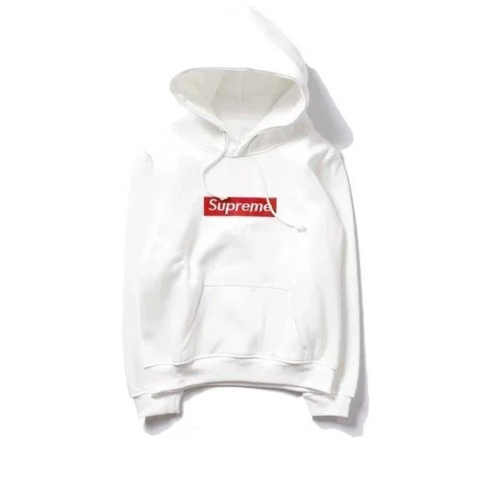 Supreme Classic Box Logo White & Red Hoodie - rep bluzy z kapturem