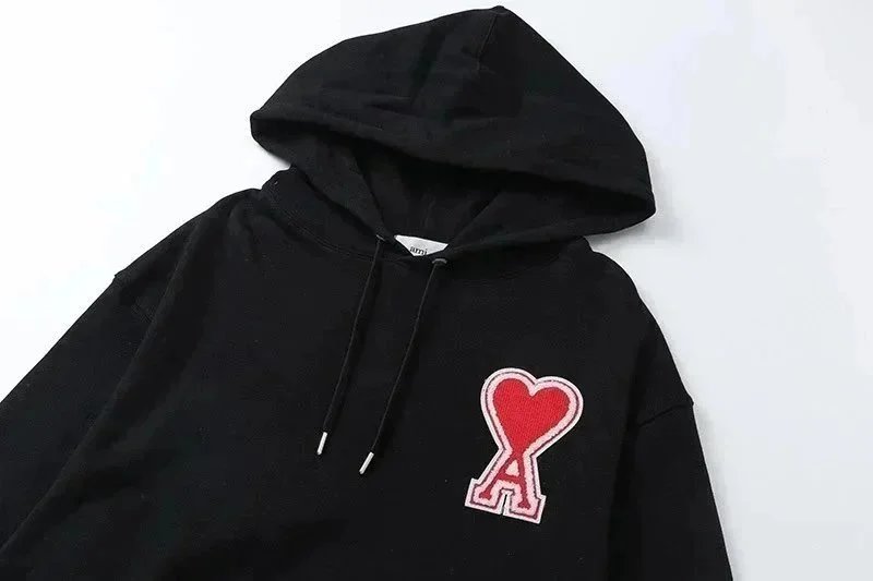 AMI Paris Heart Logo Hoodie Royal Blue - 4
