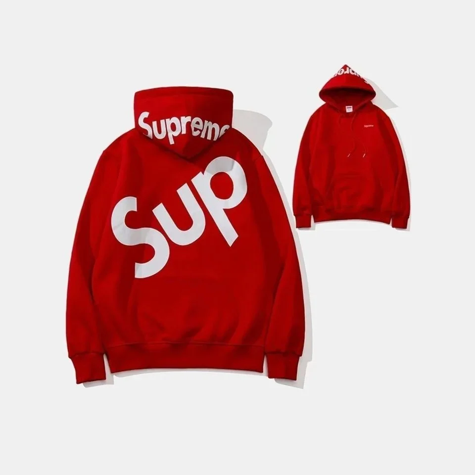 Supreme Red Hoodie with Large Arched "SUP" Print on the Back - rep bluzy z kapturem