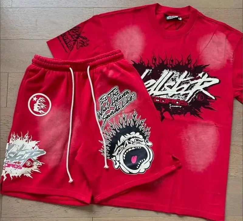 Hellstar Matching Sets Graphic T-shirt and Drawstring Shorts Set — 05