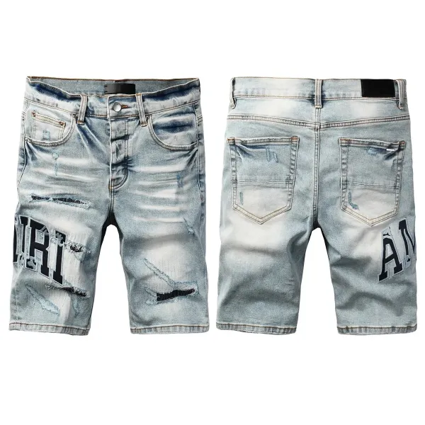 Gallery Dept. Distressed Logo Denim Shorts Light Wash - 1
