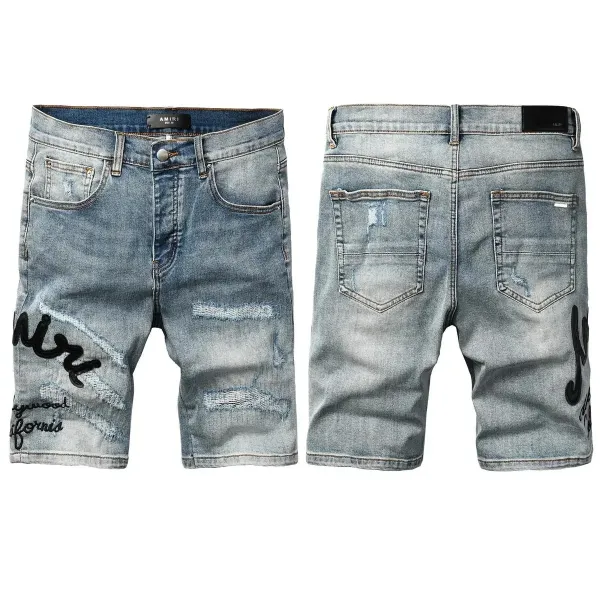 Amiri Hollywood California Distressed Denim Shorts - 1