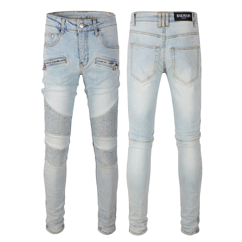 Balmain Balmain Light Blue Skinny Jeans with Zipper Details Blue
