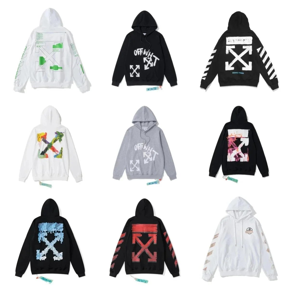 Off-White Diagonal Arrow Drip Print White Hoodie - 4