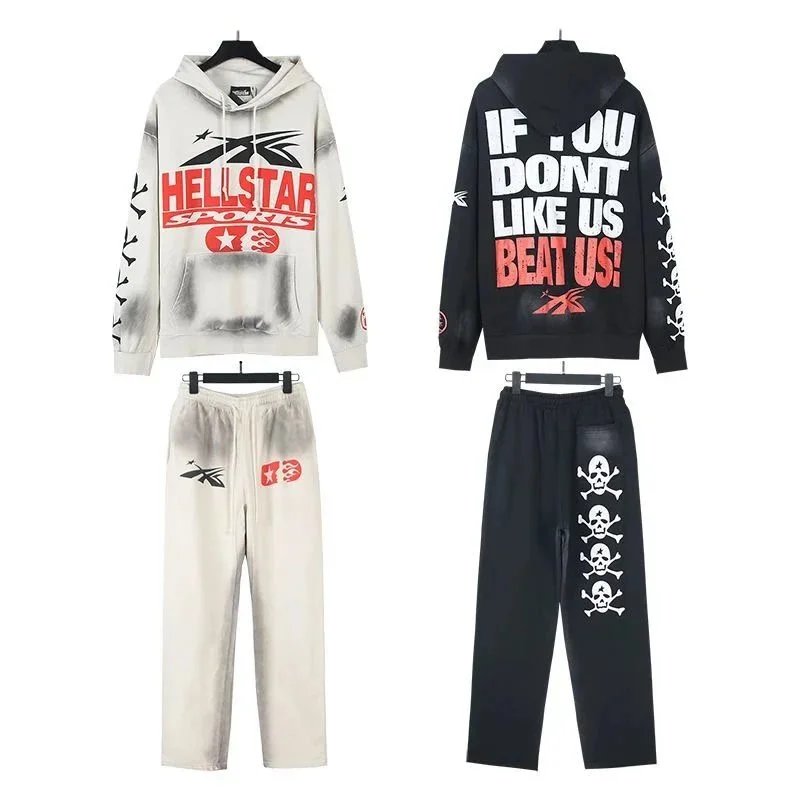 Hellstar Flame Graphic Hoodie and Sweatpants Set Black Multicolor - 5