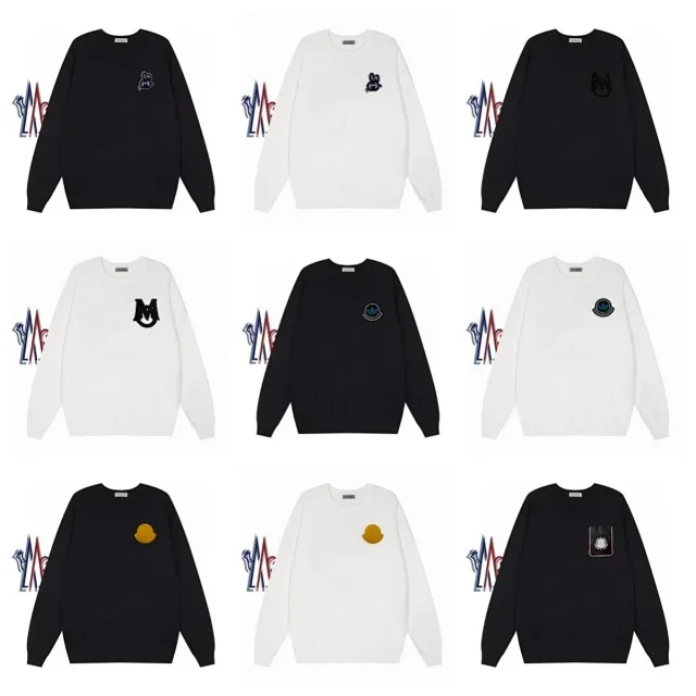 Moncler Knitwear W2C-0090 crewneck logo-patch sweater product detail image 1