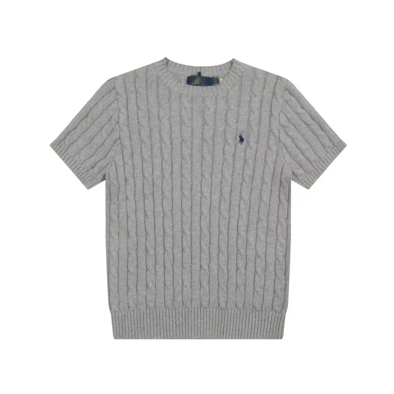 Ralph Lauren Cable Knit Short-Sleeve Sweater Gray - 14