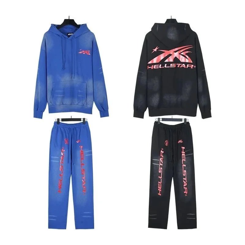 Hellstar Flame Graphic Hoodie and Sweatpants Set Black Multicolor - 10