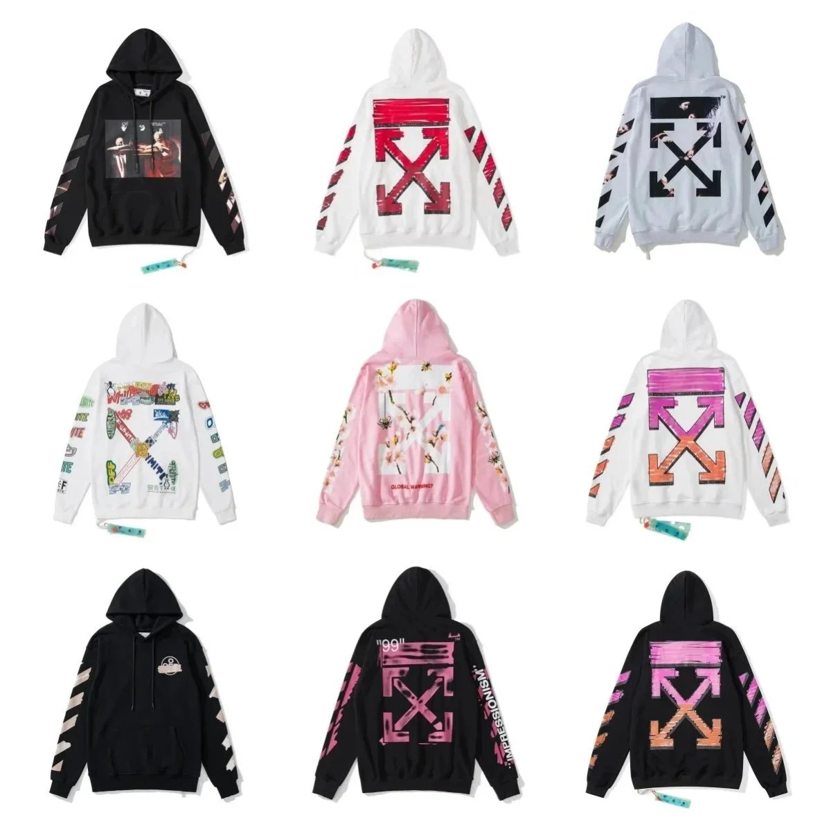 Off-White Diagonal Arrow Drip Print White Hoodie - 3