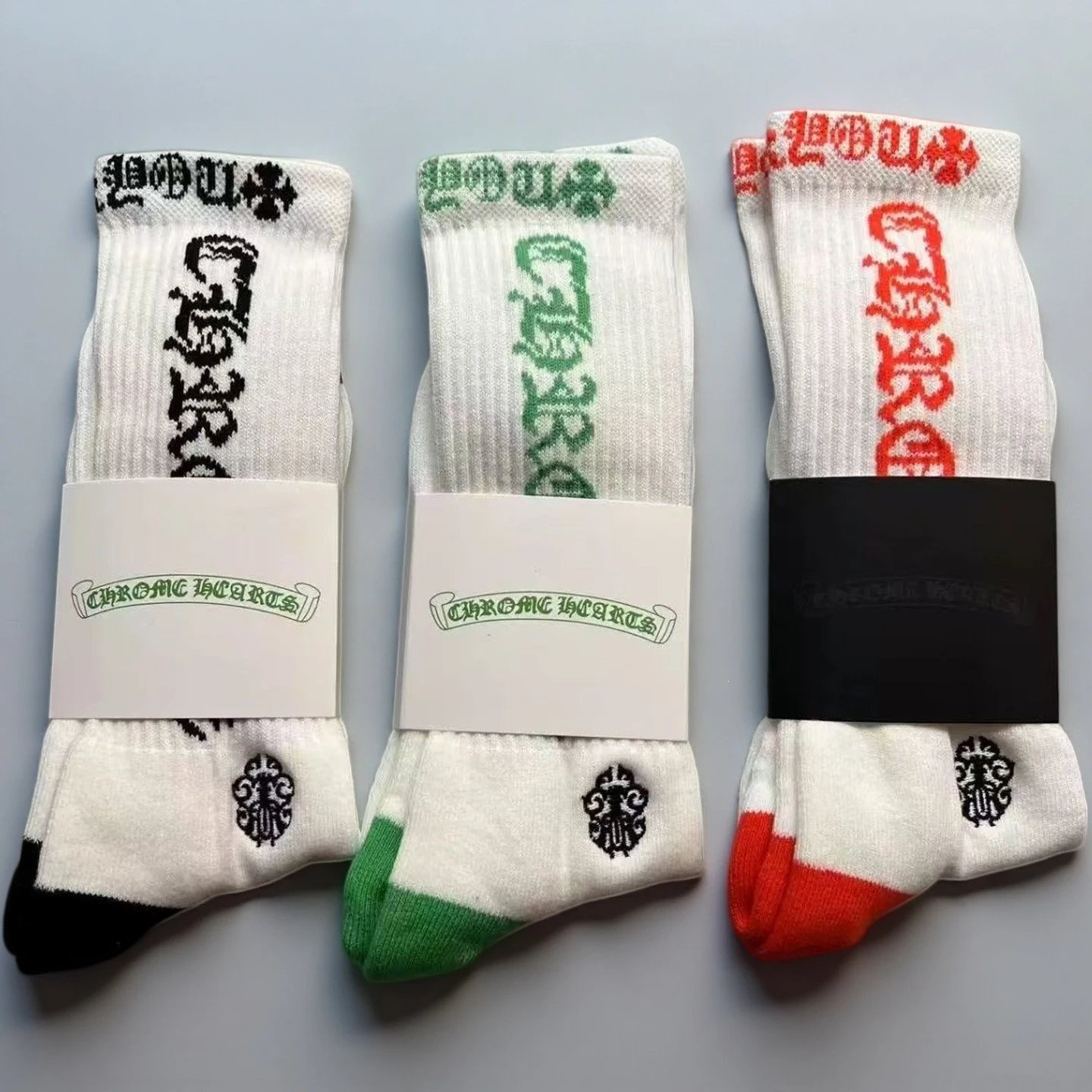 Chrome Hearts Socks Ribbed logo and lips graphic crew image 3