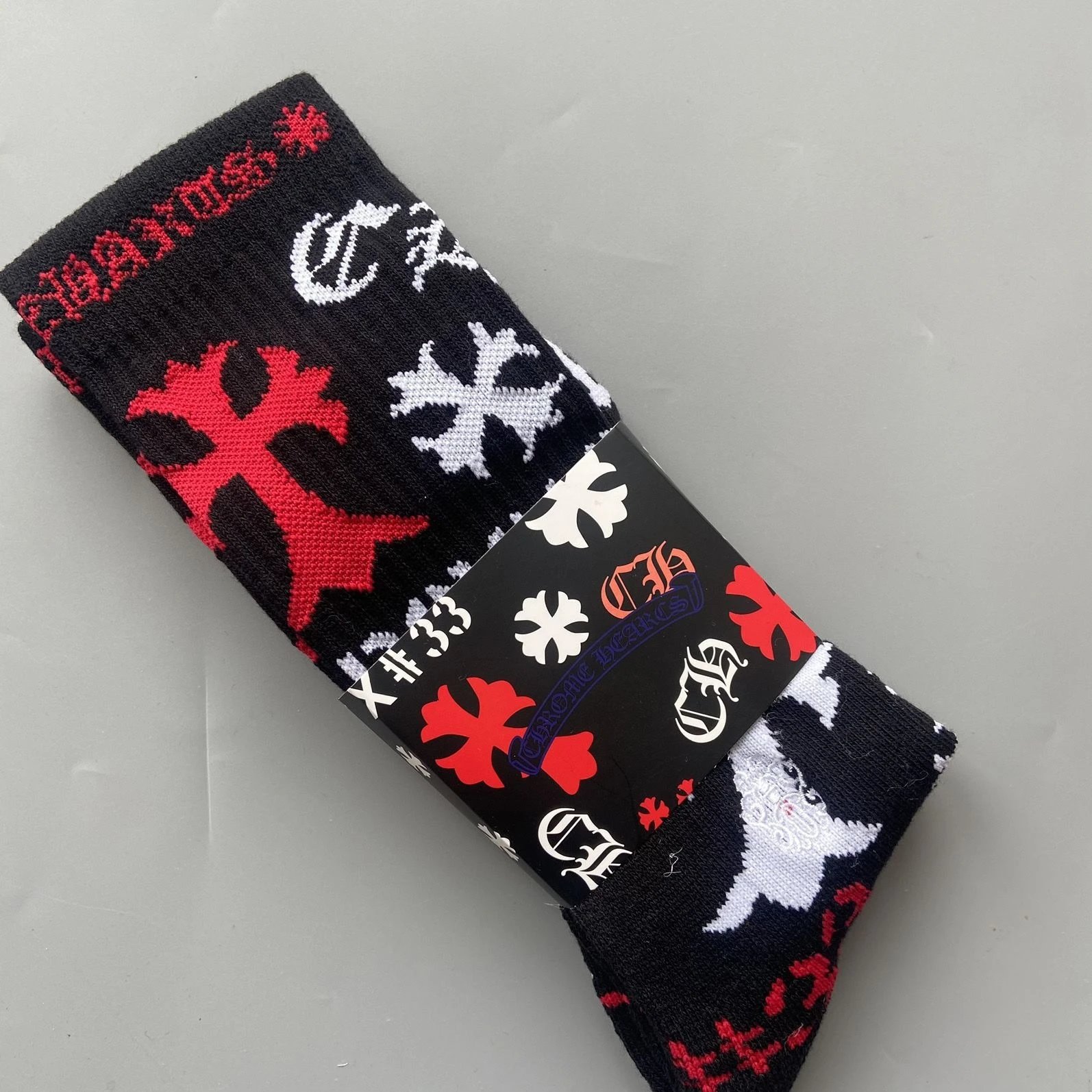 Chrome Hearts Socks Ribbed logo and lips graphic crew — Style 06