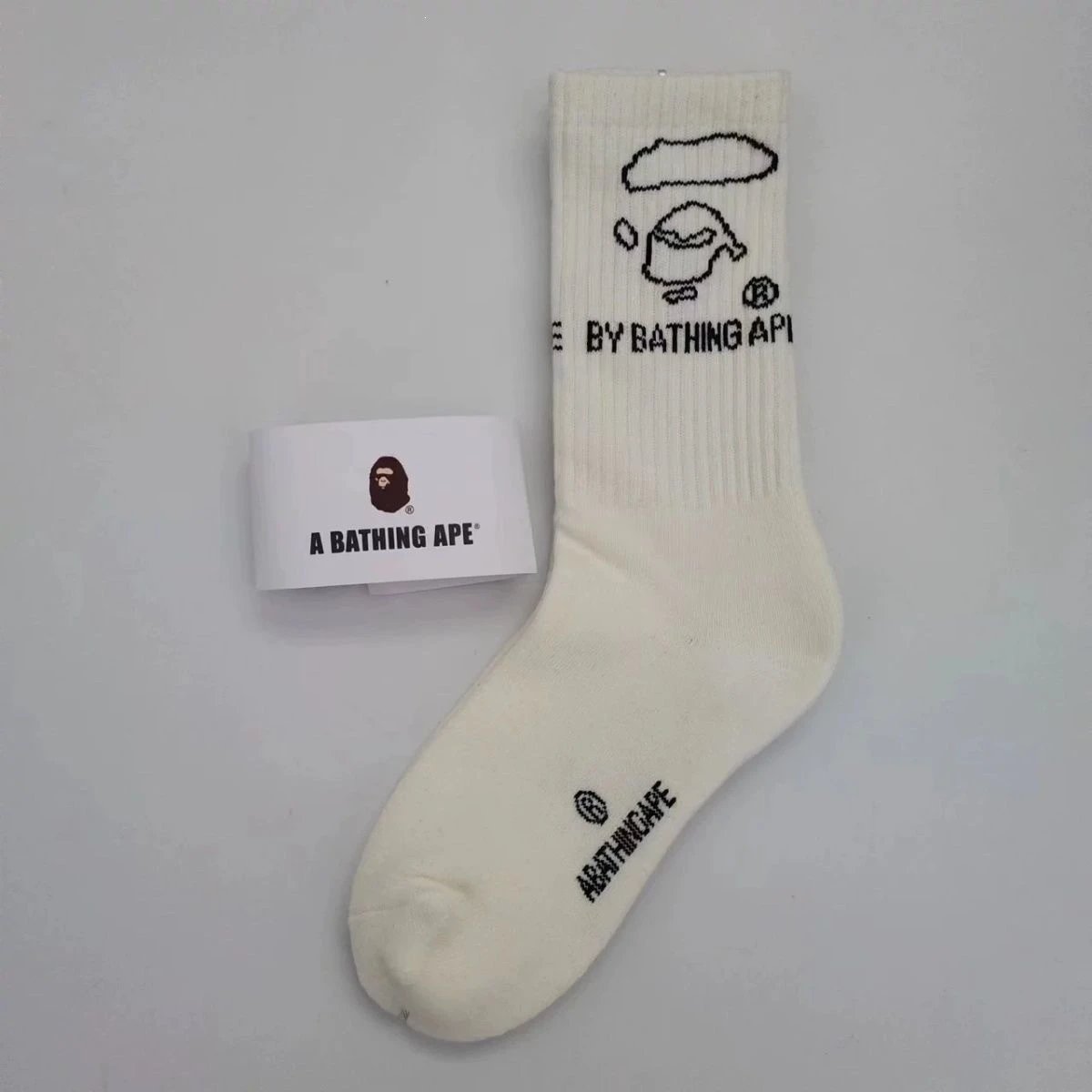 A Bathing Ape Socks Ribbed crew with logo graphics and striped cuffs — 4