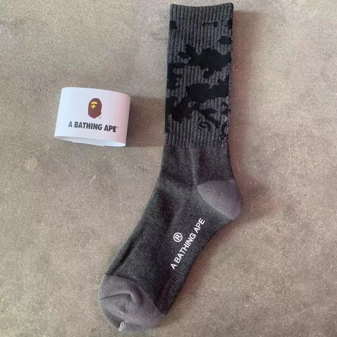 A Bathing Ape Socks Ribbed crew with logo graphics and striped cuffs — 12