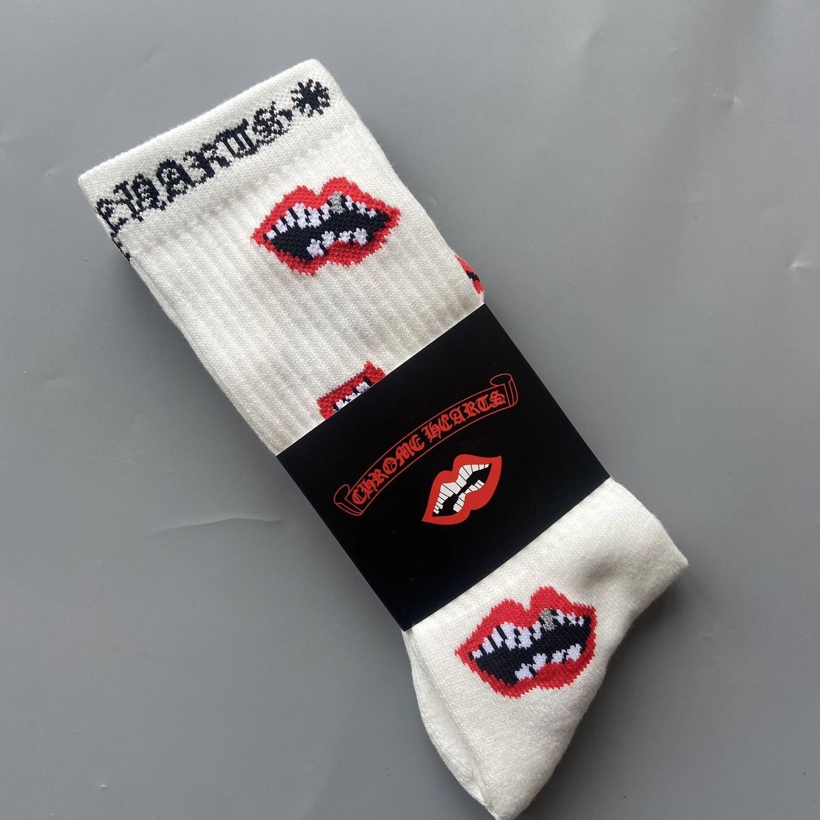 Chrome Hearts Socks Ribbed logo and lips graphic crew — Style 02