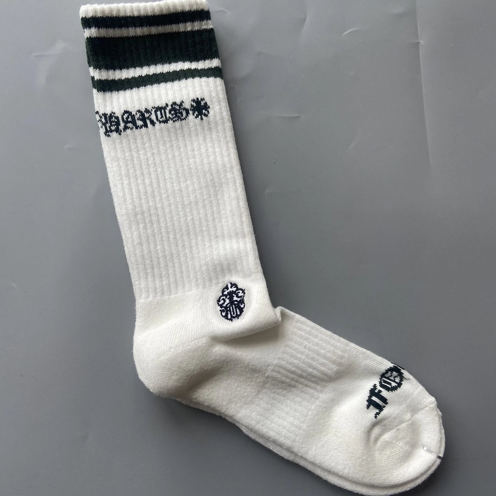 Chrome Hearts Socks Ribbed logo and lips graphic crew — Green stripes