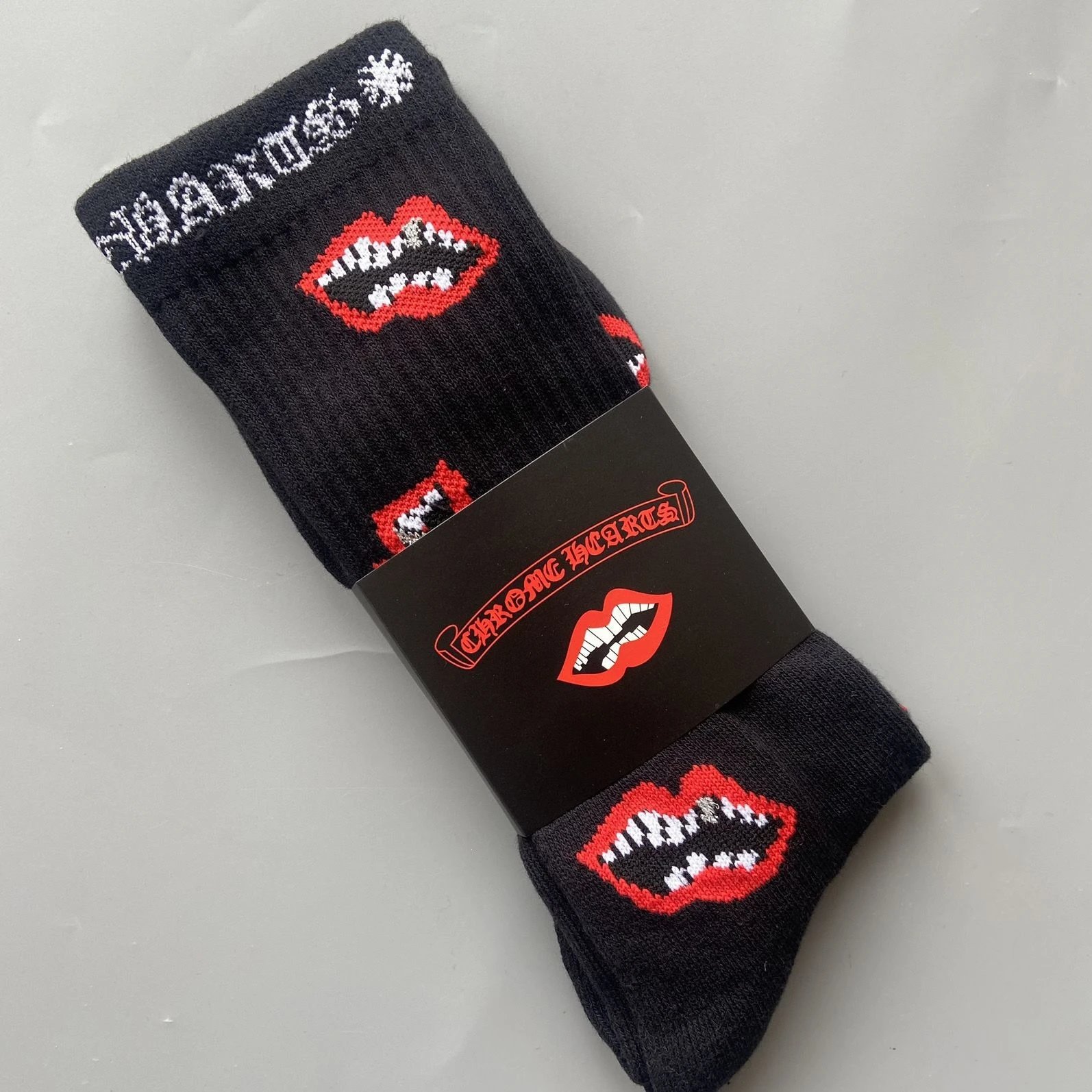 Chrome Hearts Socks Ribbed logo and lips graphic crew — Style 03