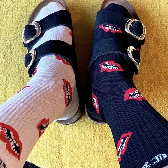 Chrome Hearts Socks Ribbed logo and lips graphic crew product detail image 2