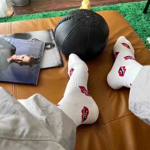 Chrome Hearts Socks Ribbed logo and lips graphic crew product detail image 10
