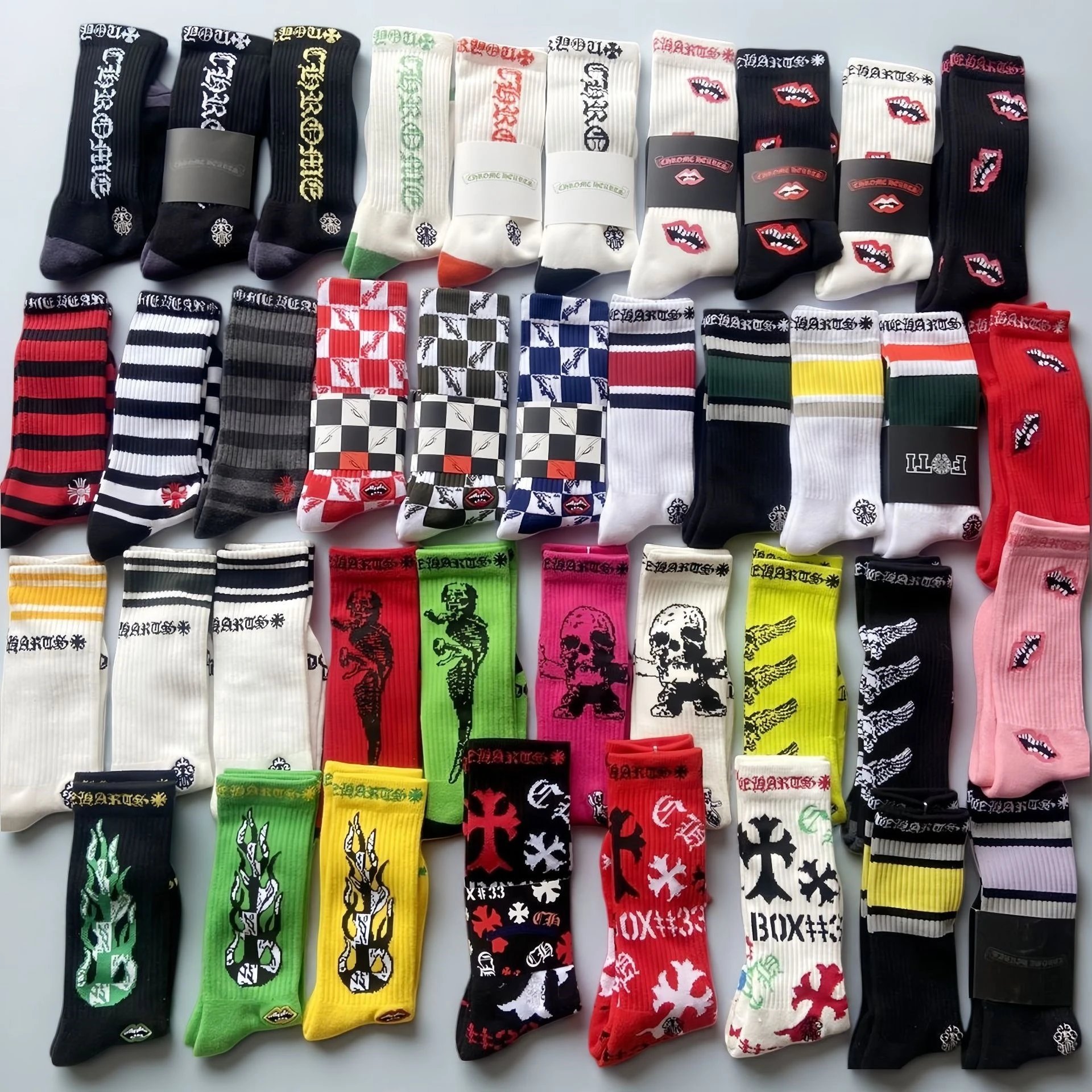 Chrome Hearts Socks Ribbed logo and lips graphic crew image 1