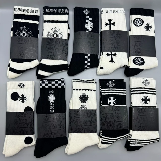 Chrome Hearts Socks Ribbed logo and lips graphic crew product detail image 13
