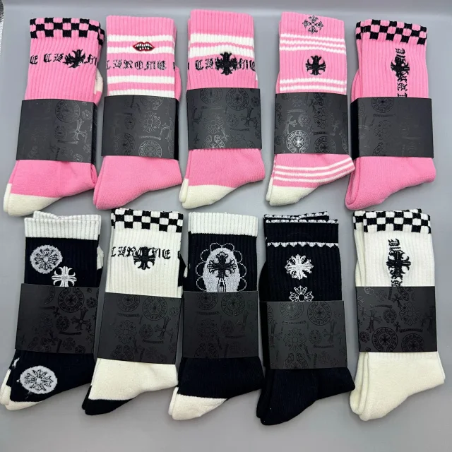 Chrome Hearts Socks Ribbed logo and lips graphic crew product detail image 12