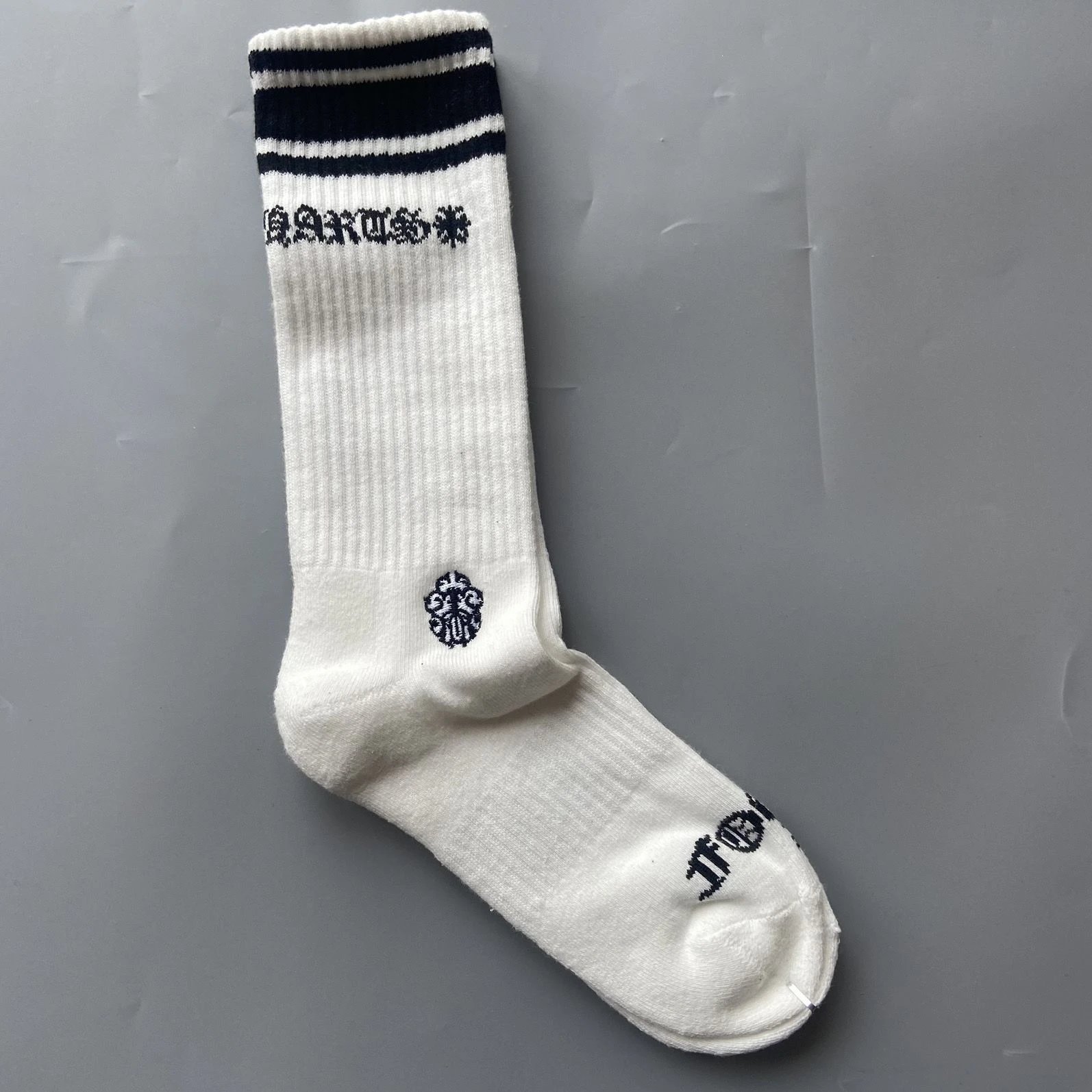 Chrome Hearts Socks Ribbed logo and lips graphic crew — Black stripes