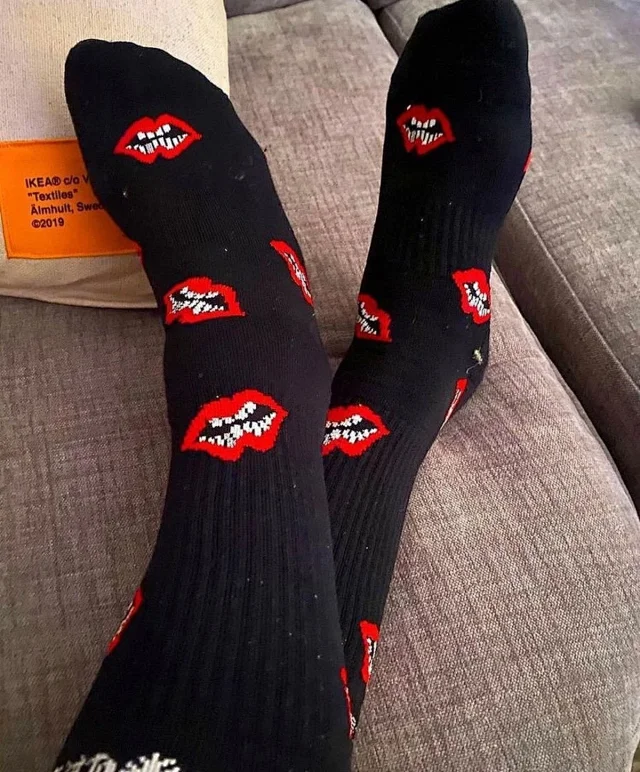 Chrome Hearts Socks Ribbed logo and lips graphic crew product detail image 8